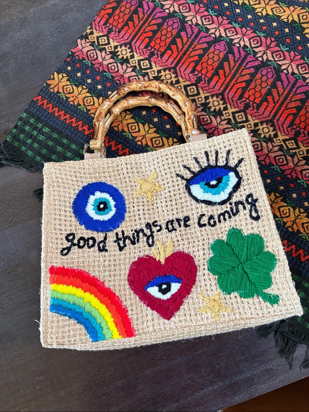 America & Beyond Good Things are Coming Positivity Top Handle Tote